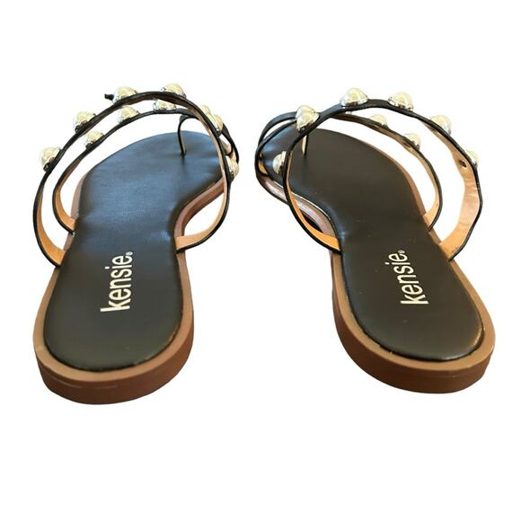 Kensie Pearl Studded Strap Black Toe Ring Sandals NEW Size 7.5 - Picture 4 of 11